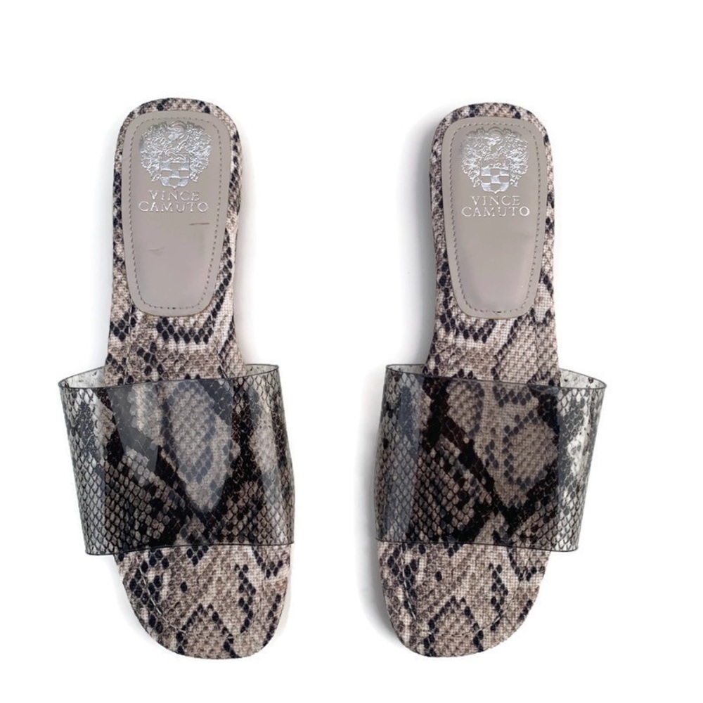 Vince Camuto Prtindal Snake Print Flat Slide Sandals Size 10